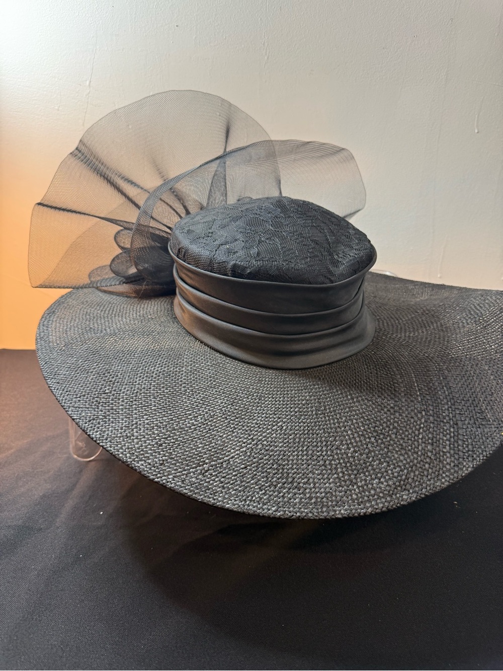 Vintage Sonni San Francisco Black Wide Brim Dress Hat Made in USA – New w/ Tags
